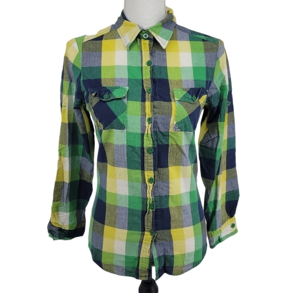 BETTER B Green/Yellow Plaid Shirt 100%‎ Cotton Size M